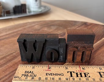 Vintage Wood Letterpress Blocks: "Meow" 1940s Print Type
