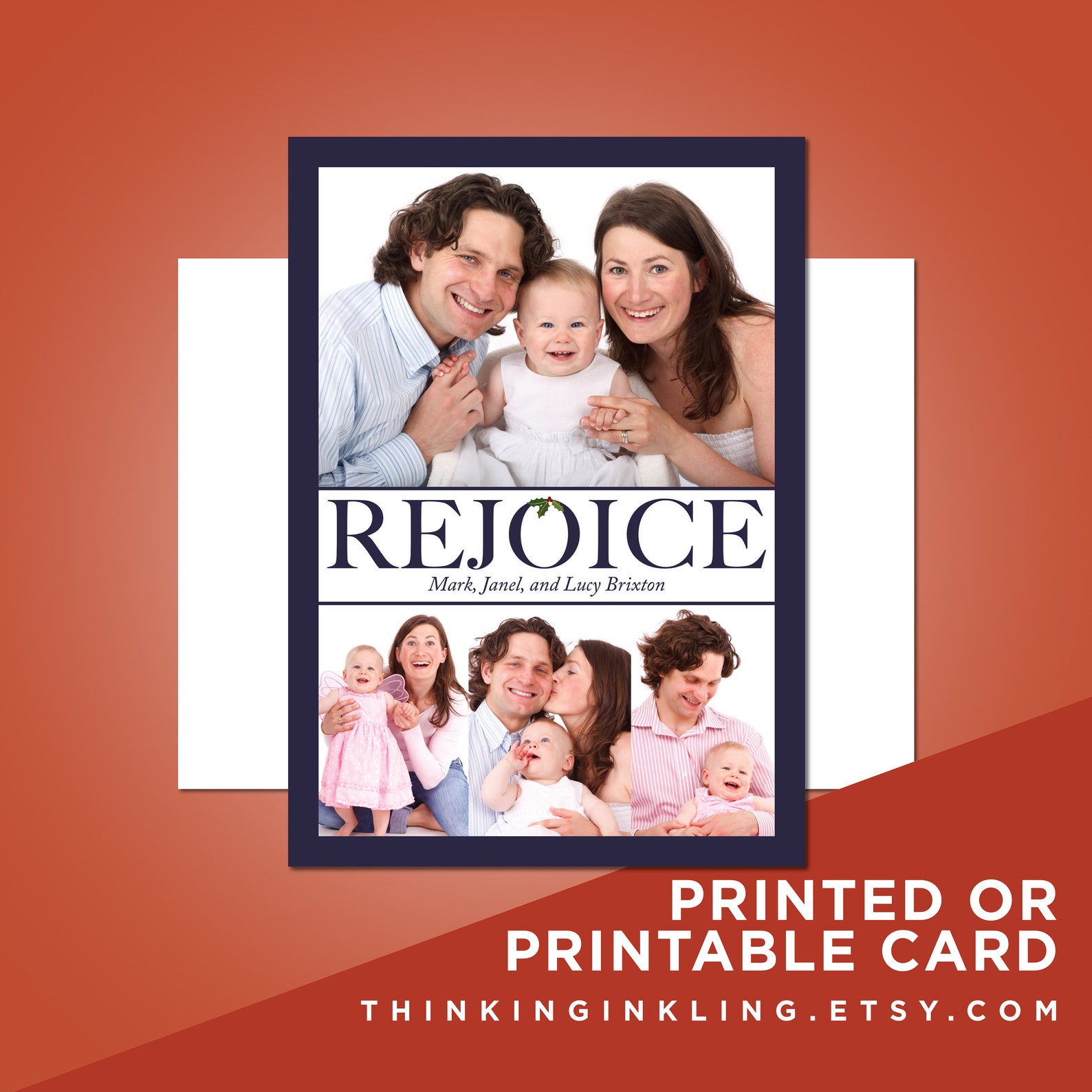 Rejoice Christmas Card Printed Christmas Card Family Photo - Etsy