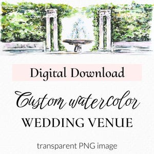 Custom wedding venue watercolor, only files for print