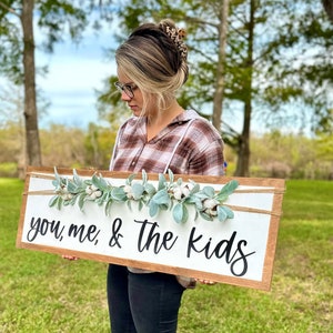 Farmhouse Sign, Home Decor, You Me and The Kids, Family Sign, Living Room Sign, Rustic Sign, Gift for Her