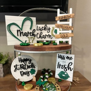 St. Patrick’s Day Tier Tray Decor, St Patrick’s Day Tiered Tray, St Pattys Day Decor, St Patrick’s Day, Irish, Tier Tray Decor
