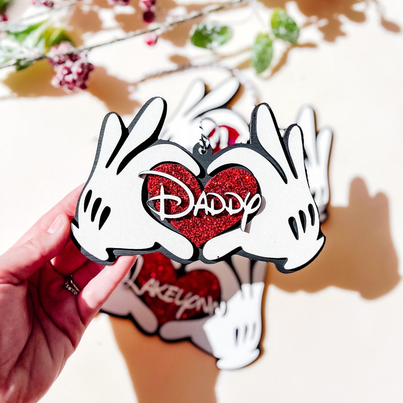 🎁Christmas Specials🎁|Minnie and Mickey Ornament, Personalized Mickey Ornament, Mickey Heart Hands, Mouse Christmas Ornament, Family Christmas Ornament, Christmas