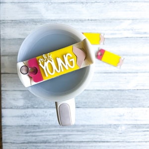 Teacher Name Plate, Teacher Gifts, 30oz/40oz Stanley Topper, Stanley Cup Name Plate, Stanley Name Tag, Personalized Tumbler Name Tag,