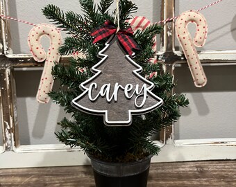 Christmas Tree Ornament, Personalized Ornament, Farmhouse Christmas, Family Ornaments, Name Christmas Ornament