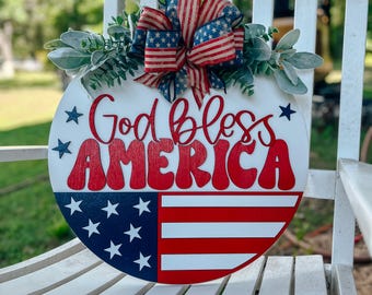 Fourth of July, Fourth of July Door Hanger, Door Hanger, Door Decor, Fourth of July Decor