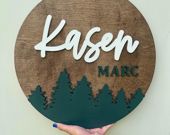 Woodland Nursery, Forest Name Sign, Forest Baby Sign, Nursery Sign, 3D Nursery Name Sign, Name Sign, Woodland Theme Name Sign, Wildlife Sign