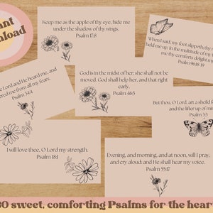 30 dolci salmi per il cuore / Carte Scritture in stile Boho / Carte con versetti della Bibbia / Download digitale