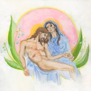 Pieta - Christian Watercolor Print - Painting of Jesus