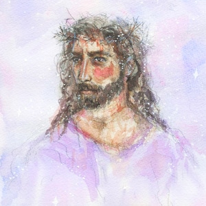 Crown of Thorns - Christian Watercolor Print - Painting of Jesus
