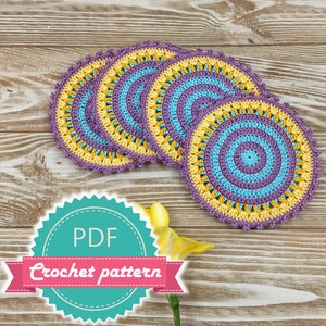 Crochet Coaster Pattern, Mandala Crochet Pattern, Easy Crochet Pattern, Diy Coasters, Crochet Potholder, Small Dreamcatcher, Teapot Coaster
