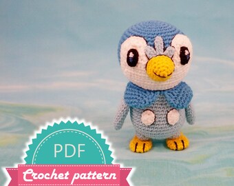 Pattern Crochet Pokemon, Piplup Pattern, Pokemon Amigurumi, Crochet Pokemon Piplup, Pokemon Amigurumi Pattern, PDF pattern, Pokemon Toy