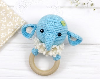 Elephant Rattle Crochet Pattern,  Crochet Pattern PDF, Elephant Teether Toy, Baby Rattle Pattern, Baby Toy Pattern, Amigurumi Elephant