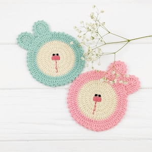 Coaster Pattern, Crochet Pattern, Crochet Doily, Easy Crochet Pattern, Coaster Crochet, Easter Bunny, Coaster Tutorial, Pdf Tutorial