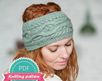 Headband Pattern, Earwarmer Pattern, Knit Ear Warmer, Headwrap Pattern, Pdf Knit Pattern, Easy Knit, Knitting Tutorial, Cable Knit Headband