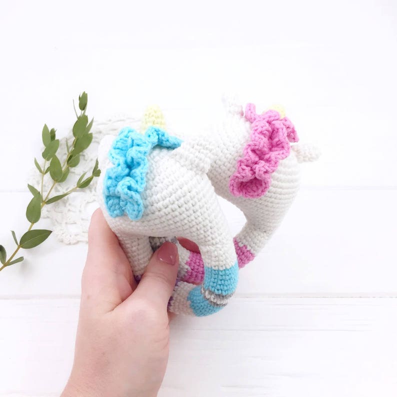 Unicorn Crochet Pattern, Rattle Crochet PDF, Unicorn Teether Toy, Baby Rattle Pattern, Baby Toy Pattern, Amigurumi Rattle, Unicorn Download image 3