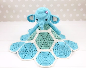 Elephant Lovey Pattern, Security Blanket, Crochet Elephant, PDF Crochet Pattern, Elephant Blanket, Baby Lovey Toy, Elephant Pattern Crochet
