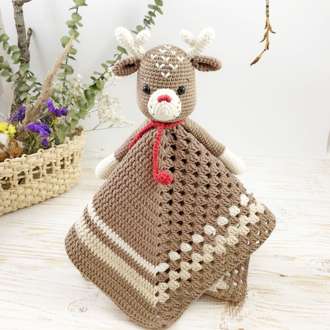 Deer Lovey Crochet Pattern Baby Security Blanket Crochet Etsy