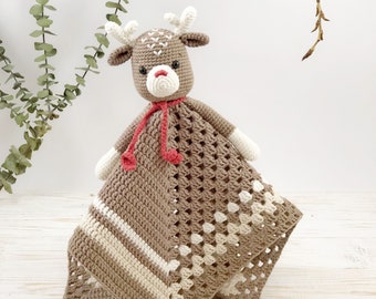 Deer Lovey Crochet Pattern, Baby Security Blanket, Crochet Reindeer, Deer Pattern, PDF Crochet Pattern, Baby Blanket, Baby Lovey Toy