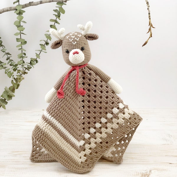 Deer Lovey Crochet Pattern, Baby Security Blanket, Crochet Reindeer, Deer Pattern, PDF Crochet Pattern, Baby Blanket, Baby Lovey Toy