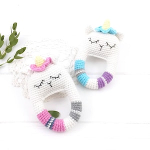 Unicorn Crochet Pattern, Rattle Crochet PDF, Unicorn Teether Toy, Baby Rattle Pattern, Baby Toy Pattern, Amigurumi Rattle, Unicorn Download image 1