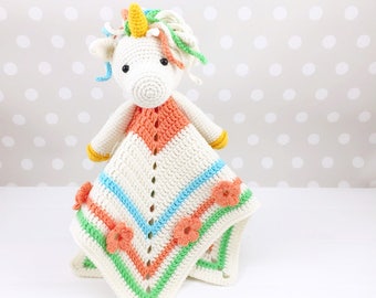 Unicorn Lovey Pattern, Security Blanket, Crochet Unicorn, PDF Crochet Pattern, Unicorn Blanket, Baby Lovey Toy, Unicorn Pattern Crochet