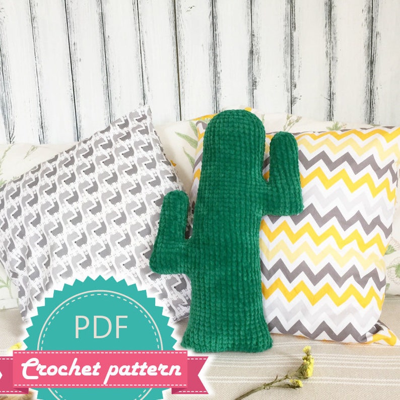 Cactus Crochet Pattern, Crochet Cactus, Cactus Pillow, Knit Pushion Pillow, Succulent Pillow, Plush Cactus, Cacti, Minimalist Pillow, Scanty image 1