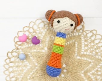 Doll Rattle Crochet Pattern, Teether Pattern, Instant Download, Crochet Rattle, Baby Toy Pattern, Baby Doll Pattern, Amigurumi Crochet