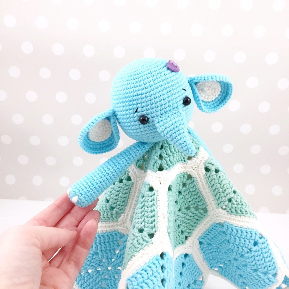 Elephant Lovey Pattern Security Blanket Crochet Elephant Etsy