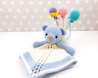 Baby Bear Lovey Pattern, Security Blanket, Crochet Baby Lovey, PDF Crochet Pattern Teddy Bear Blanket, Baby Lovey Toy Crochet Pastel Nursery