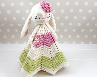 Bunny Lovey Pattern, Blanket toy, Crochet baby lovey, Security blanket, Crochet bunny PDF Baby lovey toy Amigurumi bunny PDF crochet pattern