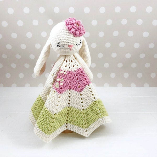 Bunny Lovey Pattern, Blanket toy, Crochet baby lovey, Security blanket, Crochet bunny PDF Baby lovey toy Amigurumi bunny PDF crochet pattern