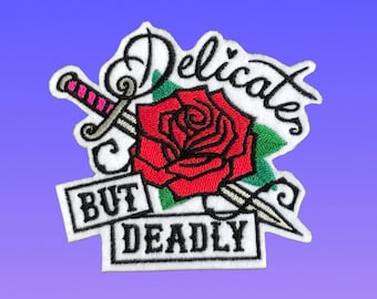 Delicate But Deadly Feminist Patch, Rose Patch, Tumblr Patches, Iron on Patch, Backpack Patch, Patches for Jackets, Feminist Apparel