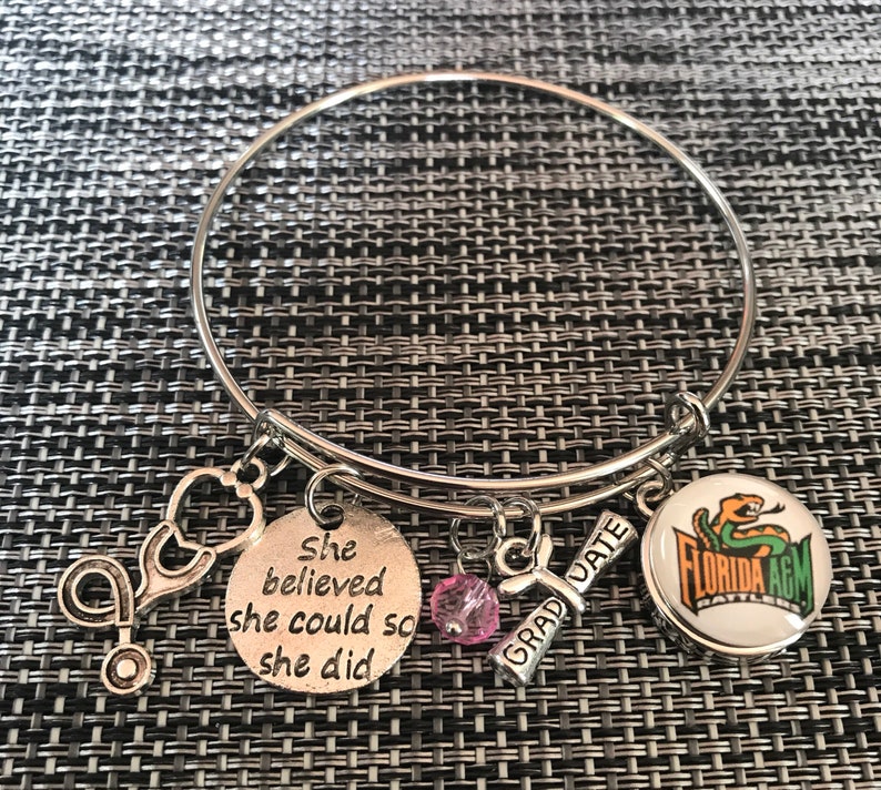 Florida A/&M University HBCU Nursing Medical Graduate Graduation Women/'s Bangle Bracelet