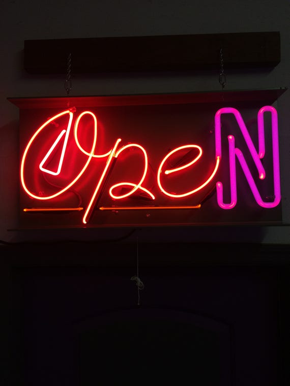 custom neon open sign