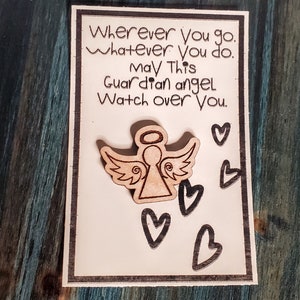 Guardian Angel | Pocket Tokens | Good Luck Charm | Pocket Hug | Wooden Tokens Pocket coin | Token Of Love | Missing Someone | Blessing