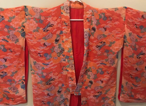 Vintage Rare 1940s Japanese Silk Pongee Kimono - image 4