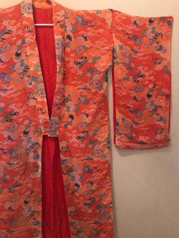 Vintage Rare 1940s Japanese Silk Pongee Kimono - image 2