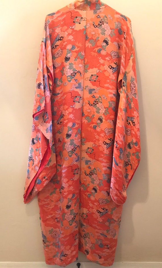 Vintage Rare 1940s Japanese Silk Pongee Kimono - image 5