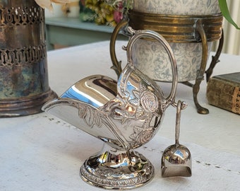 Vintage Sugar Scuttle | Kitchenalia | Salt Pot | Sugar | Vintage | Kitchen Storage | Salt Cellar | Sugar Cellar | Baking | Silver | Floral |