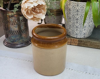 Small Glazed Stoneware Pot | Vintage Pot | Vintage Stoneware | Kitchenalia | Utensils | Dried Flowers | Salt Glazed Vintage Pot | Storage |