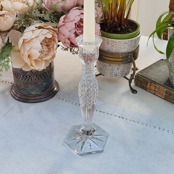 Beautiful Cut Glass Waterford Crystal Candlestick | Single Glass Candlestick | Candle Holder | Table Decor | Waterford Bethany Candlestick |
