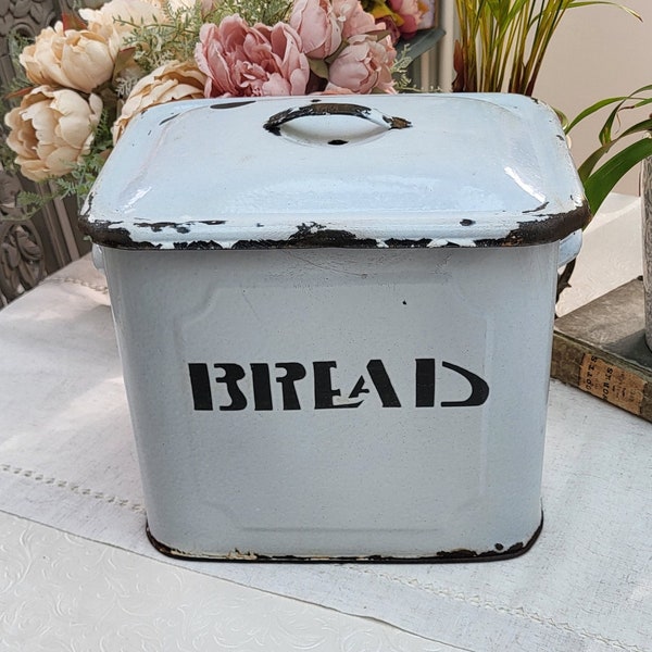 Vintage Enamel Bread Bin | Bread Bin | Enamel Kitchen Storage | Enamel | Kitchenalia | Rustic | Petite |