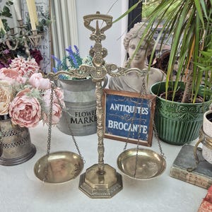 Vintage Brass Balance Scales | Ornate Brass Scales | Scales of Justice | Art Nouveau | Art Deco |