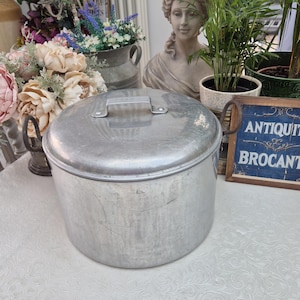 Vintage Large Aluminium Pan with Lid | Vintage Jam Pot | Aluminium Cooking Pot | Stock Pot | Afternoon Teas | Jam Chutney Pan | Atlas Pot