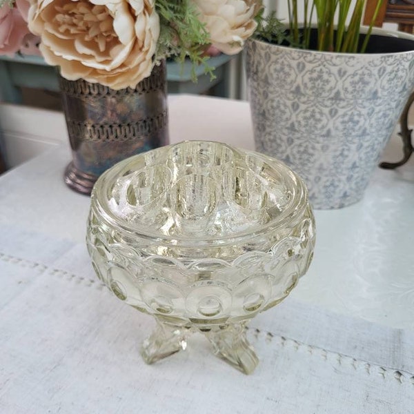 Vintage Glass Flower Frog Vase | Vintage Vase | Flower Frog | Arts & Crafts | Art Deco | Glass |