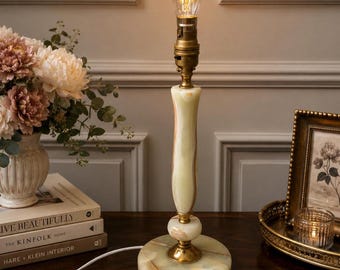 Vintage Brass and Onyx Lamp Base | Vintage Table Light | Lighting | Table Lamp | Interiors |