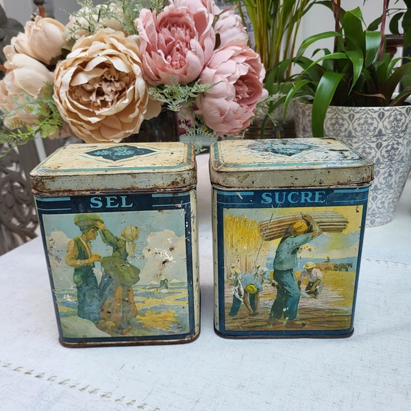 Vintage Biscuit Caddy | Vintage French Biscuit Tin | French | Vintage Biscuit Tin | Metal Biscuit Tin | Kitchenalia | Biscuiterie Nantaise |