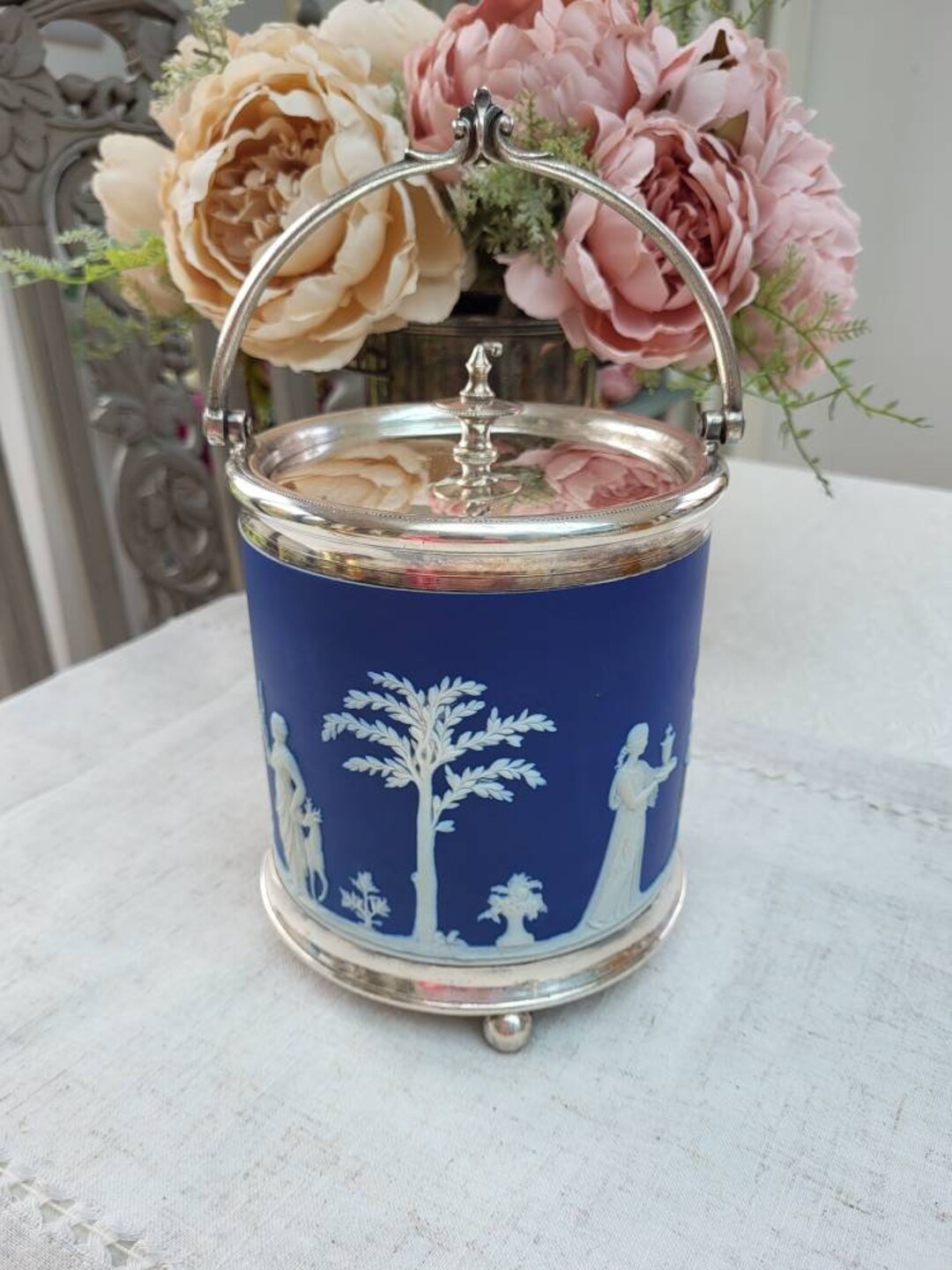 Vintage Wedgwood Biscuit Barrel Antique Wedgwood Cookie Etsy