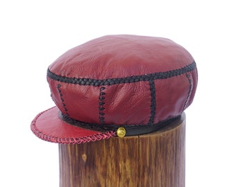 Small Leather Cap for Locs / Handmade Rasta Leather Hat / Rasta Leather Tam for Dreadlocks / Jamaican Dreadlocks Crown /Rim 60 cm (item 441)