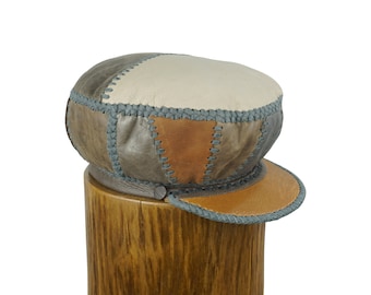 Small Leather Cap, Fitted Cap for Locs, Rasta Leather Tam, Rastafarian Hat, RastaUP Dreadlocks Headwear, Locs Cap | Rim 60 cm (Item 202248)